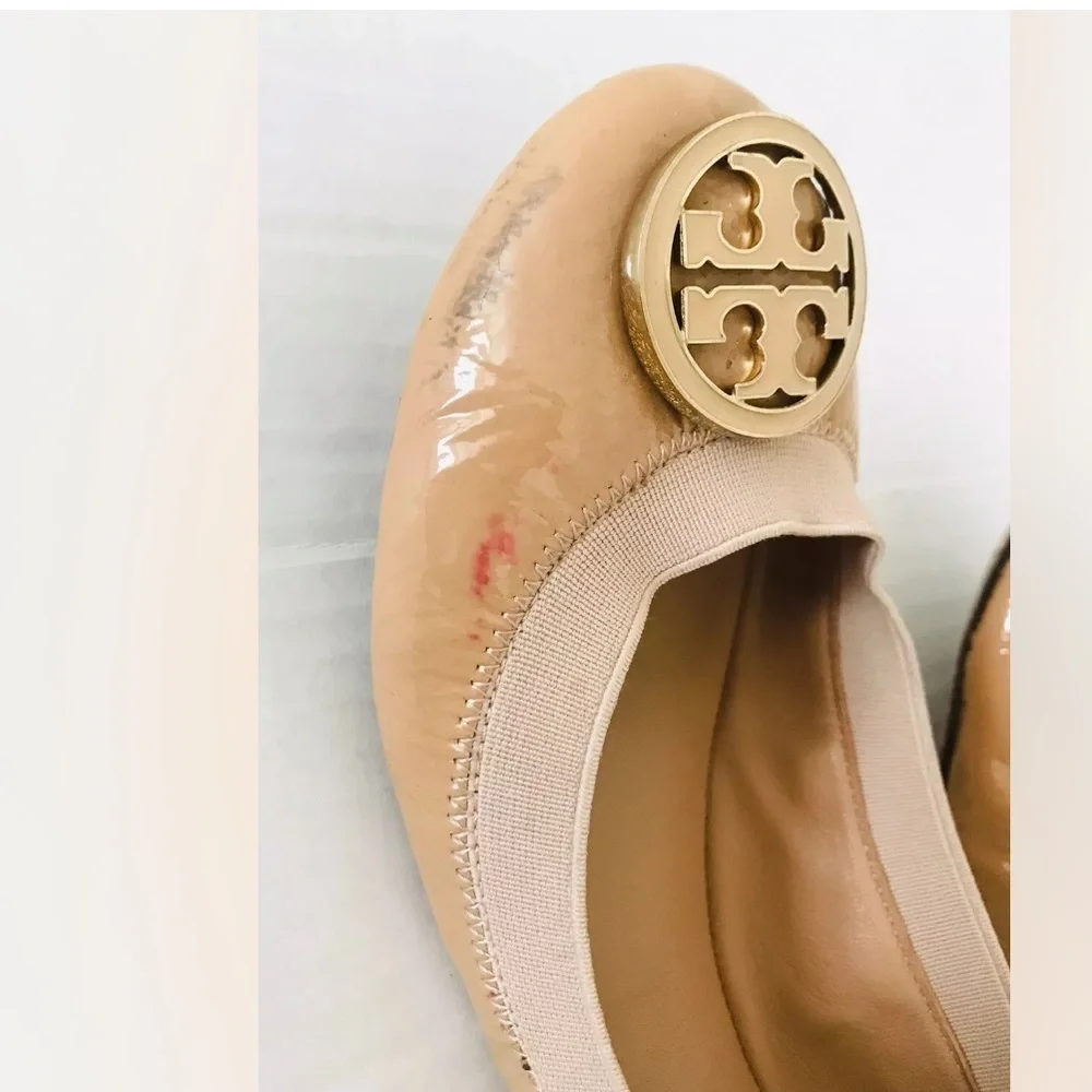 Tory Burch Nude Caroline Ballet Flats Womens Size 6 Beige Slip On